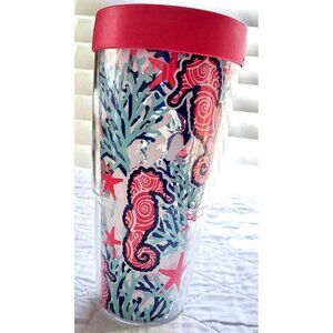 Tervis 24oz. Seahorses Tumbler With Pink Lid Colorful Tropical Beach